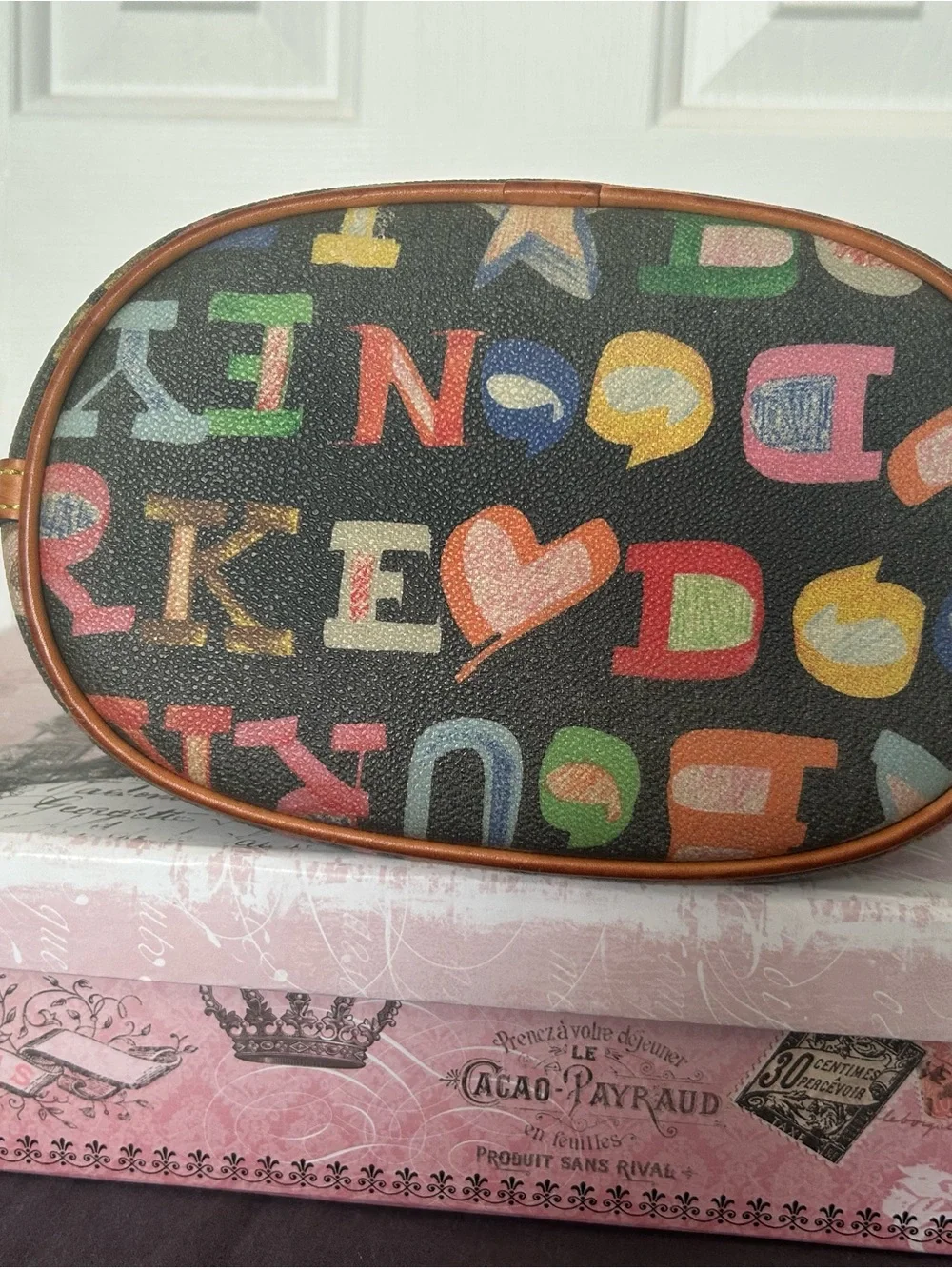 Dooney & Bourke Black Multicolor Logo Hobo Shoulder Bag